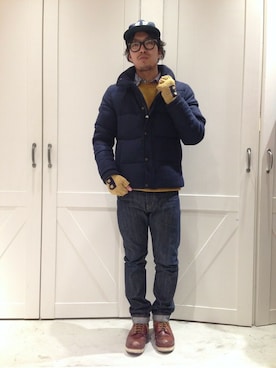 「定番」｜「アイテム（ダウンジャケット/コート）」を使った、戸村 泰輔さん（メンズ・172cm）の冬コーディネート