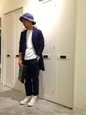 「ショップコート」｜戸村 泰輔さん（メンズ・171cm）の秋コーディネート