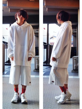 「赤×白」｜りょーたさん（メンズ・169cm）の秋コーディネート
