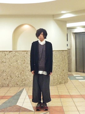 「タイパンツ」｜「アイテム（ジャケット/アウター）」を使った、りょーたさん（メンズ・169cm）の冬コーディネート