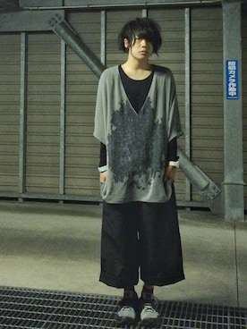 「hatra（ハトラ）のアイテム（Tシャツ/カットソー）」を使った、りょーたさん（メンズ・169cm）の春コーディネート
