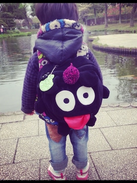 「アイテム（ダウンベスト、その他）」を使った、Pandamonさん（キッズ・90cm）の冬コーディネート