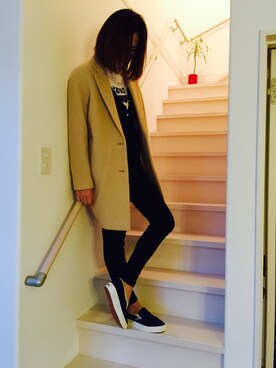 「アイテム（ピーコート）」を使った、茉莉さん（レディース・171cm・30代）の秋コーディネート