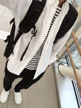 「niko and...（ニコアンド）のアイテム（Tシャツ/カットソー、ホワイト系）」を使った、shinさん（メンズ・171cm）の秋コーディネート
