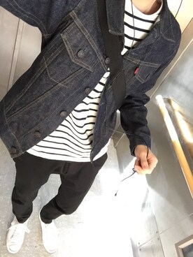 「EDWIN（エドウィン）のアイテム（デニムジャケット、ブルー系）」を使った、shinさん（メンズ・171cm）の秋コーディネート