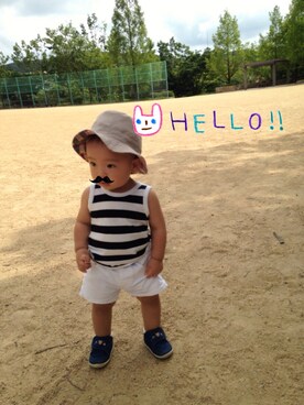 「無印良品（ムジルシリョウヒン）のアイテム（タンクトップ、ブラック系）」を使った、s.u.m.さん（キッズ）の夏コーディネート