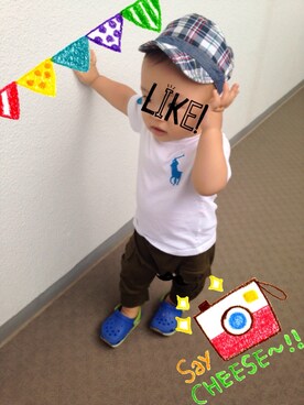 「POLO RALPH LAUREN（ポロ ラルフ ローレン）のアイテム（Tシャツ/カットソー、ホワイト系）」を使った、s.u.m.さん（キッズ）の夏コーディネート