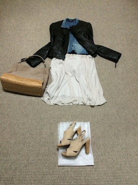 「ダンガリーシャツ」｜「アイテム（その他アウター）」を使った、ばぼびさん（レディース・160cm）の春コーディネート