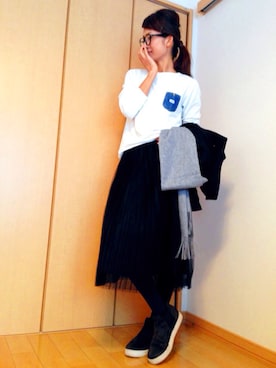「LEE」｜「アイテム（ピーコート）」を使った、ikuさん（レディース・166cm）の冬コーディネート
