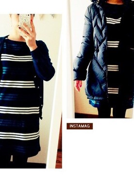 「UNIQLO（ユニクロ）のアイテム（ワンピース、グリーン系）」を使った、r!!chanさん（レディース・156cm）の冬コーディネート