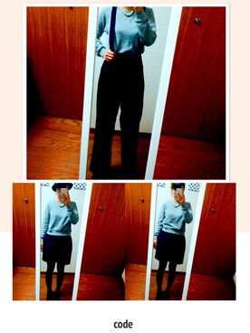 「GU（ジーユー）のアイテム（スウェット、グレー系）」を使った、r!!chanさん（レディース・156cm）の冬コーディネート