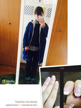 「UNIQLO（ユニクロ）のアイテム（トレンチコート、ブルー系）」を使った、r!!chanさん（レディース・156cm）の冬コーディネート