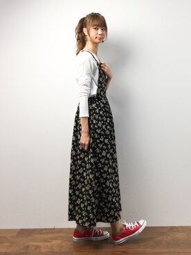「MILLION CARATS（ミリオンカラッツ）のアイテム（つなぎ/オールインワン）」を使った、yukahinaさん（レディース・166cm）の春コーディネート