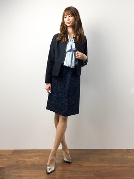「SLOBE IENA（スローブイエナ）のアイテム（ノーカラージャケット）」を使った、yukahinaさん（レディース・166cm）の春コーディネート