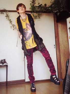 「Jeffrey Campbell（ジェフリーキャンベル）のアイテム（シューズ）」を使った、ユウキチさん（メンズ・172cm）の夏コーディネート