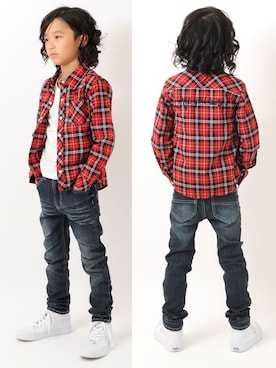 「アイテム（Tシャツ/カットソー）」を使った、GLAZOSさん（キッズ・130cm）の冬コーディネート