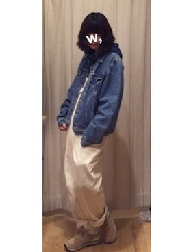 「B.L.U.E（ビーエルユーイー）のアイテム（パーカー）」を使った、W,さん（レディース・162cm）の春コーディネート