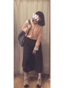 「B.L.U.E（ビーエルユーイー）のアイテム（スカート）」を使った、W,さん（レディース・162cm）の春コーディネート