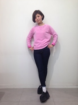 「チョーカー」｜「アイテム（スウェット）」を使った、あいさん（レディース・163cm）の冬コーディネート