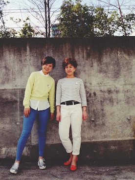 「スウェット×シャツ」｜あいさん（レディース・163cm）の春コーディネート