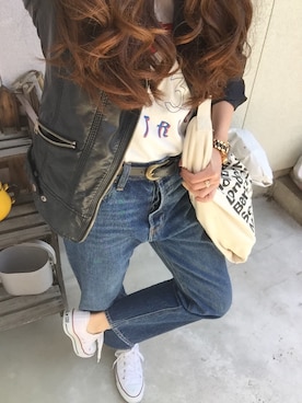 「Mila Owen」｜「アイテム（ライダースジャケット）」を使った、Natasha_0718さん（レディース・152cm）の春コーディネート
