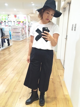 「ノーアクセサリー」｜森田文菜さん（レディース・163cm）の夏コーディネート