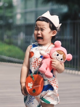 「BOBO CHOSES（ボボショーズ）のアイテム（オールインワン・サロペット）」を使った、chopanさん（キッズ・80cm）の夏コーディネート