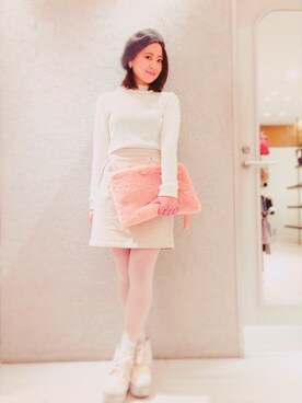「RETRO GIRL（レトロガール）のアイテム（ニット/セーター、ホワイト系）」を使った、うにさん（レディース・156cm）の冬コーディネート