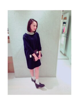 「RETRO GIRL（レトロガール）のアイテム（ワンピース、ブラック系）」を使った、うにさん（レディース・156cm）の冬コーディネート