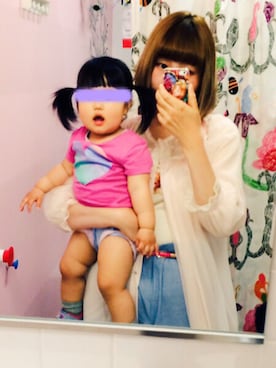 「1歳児」｜「アイテム（ジャケット/アウター）」を使った、KAE&MOAさん（レディース・175cm）の春コーディネート