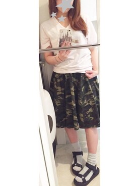 「ひざ丈スカート」｜「アイテム（その他）」を使った、kyomasさん（レディース・152cm）の春コーディネート