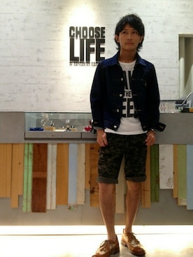 「KATHARINE HAMNETT LONDON （キャサリンハムネットロンドン）のアイテム（ジャケット/アウター）」を使った、naoki kimuraさん（メンズ・171cm）の夏コーディネート