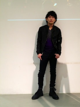 「HAMNETT（ハムネット）のアイテム（ブーツ）」を使った、naoki kimuraさん（メンズ・171cm）の冬コーディネート