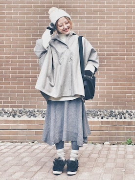 「Abercrombie&Fitch（アバークロンビーアンドフィッチ）のアイテム（帽子）」を使った、YOUKO CHINさん（レディース・159cm）の秋コーディネート