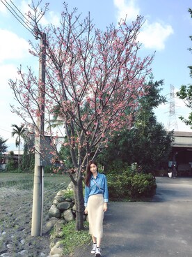 「5（ファイブ）のアイテム（ジャケット/アウター）」を使った、Ingrid Linさん（レディース・164cm）の春コーディネート