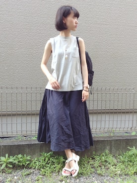 「アイテム（アナログ腕時計、ピンク系）」を使った、MYBさん（レディース・160cm）の夏コーディネート