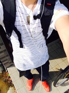 「ARMANI EXCHANGE（アルマーニエクスチェンジ）のアイテム（アクセサリー）」を使った、びーけーさん（メンズ・165cm）の夏コーディネート