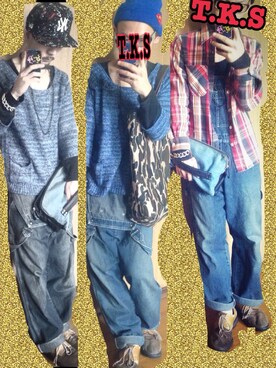 「BOBSON（ボブソン）のアイテム（トップス）」を使った、T.K.Sさん（メンズ・169cm）の秋コーディネート