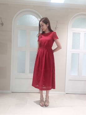 「アイテム（ワンピース/ドレス、レッド系）」を使った、miyaさん（レディース・164cm）の夏コーディネート
