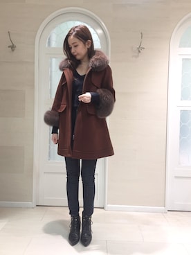 「フォックスファー」｜「アイテム（ジャケット/アウター）」を使った、miyaさん（レディース・164cm）の秋コーディネート