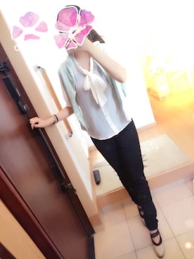 「緑のカーディガン」｜「アイテム（その他）」を使った、sayaさん（レディース・156cm）の秋コーディネート