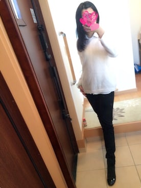 「透かし編みニット」｜sayaさん（レディース・156cm）の冬コーディネート