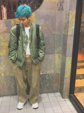 「Alpha Industries（アルファインダストリーズ）のアイテム（ブルゾン）」を使った、ㅤ松本ゆうしさん（メンズ・171cm）の秋コーディネート