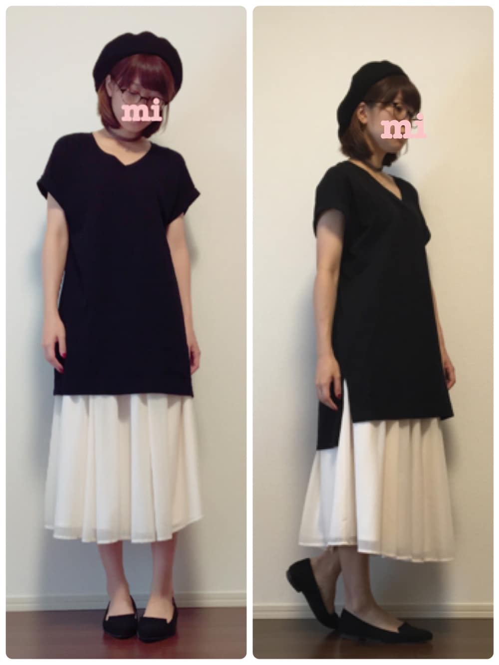 「UNIQLOのアイテム（Tシャツ/カットソー、ブラック系）」を使った、miさん（レディース・154cm）の秋コーディネートの1枚目の写真