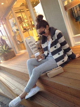 「TODAYFUL（トゥデイフル）のアイテム（ピーコート）」を使った、Piさん（レディース・165cm）の秋コーディネート