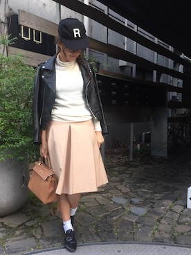 「TODAYFUL（トゥデイフル）のアイテム（ライダースジャケット）」を使った、Piさん（レディース・165cm）の冬コーディネート