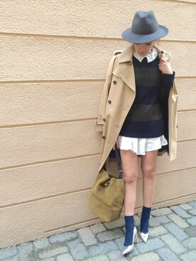 「TODAYFUL（トゥデイフル）のアイテム（トレンチコート）」を使った、Piさん（レディース・165cm）の冬コーディネート