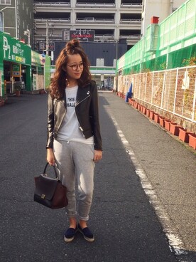 「TODAYFUL（トゥデイフル）のアイテム（ライダースジャケット）」を使った、Piさん（レディース・165cm）の冬コーディネート