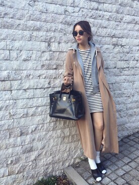 「TODAYFUL（トゥデイフル）のアイテム（トレンチコート）」を使った、Piさん（レディース・165cm）の春コーディネート