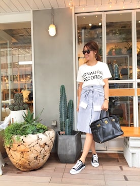 「アイテム（スカート、その他）」を使った、Piさん（レディース・165cm）の夏コーディネート